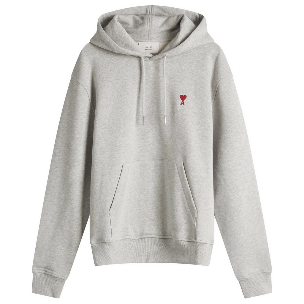 AMI Paris Men's Ami De Coeur Hoodie Heather Ash Grey